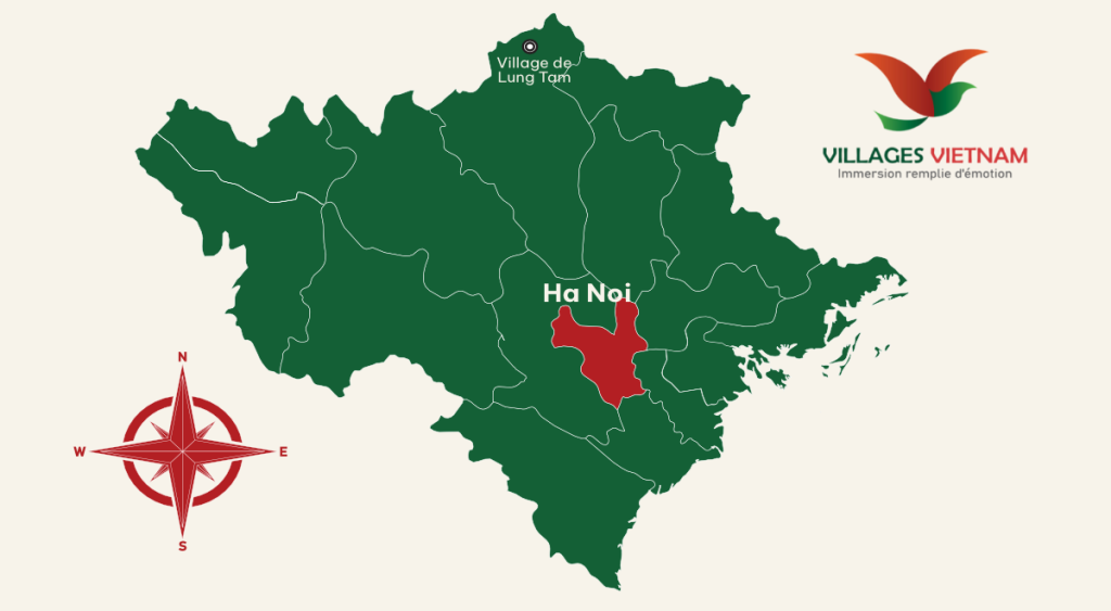 Situation du village de Lung Tam, Tuyen Quang (anciennement Ha Giang) par rapport à la capitale Hanoi.